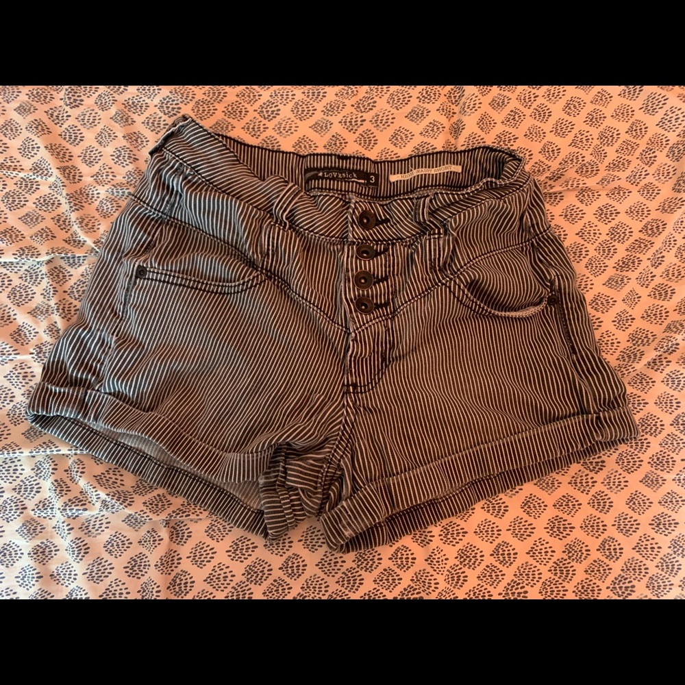 Black and white striped shorts